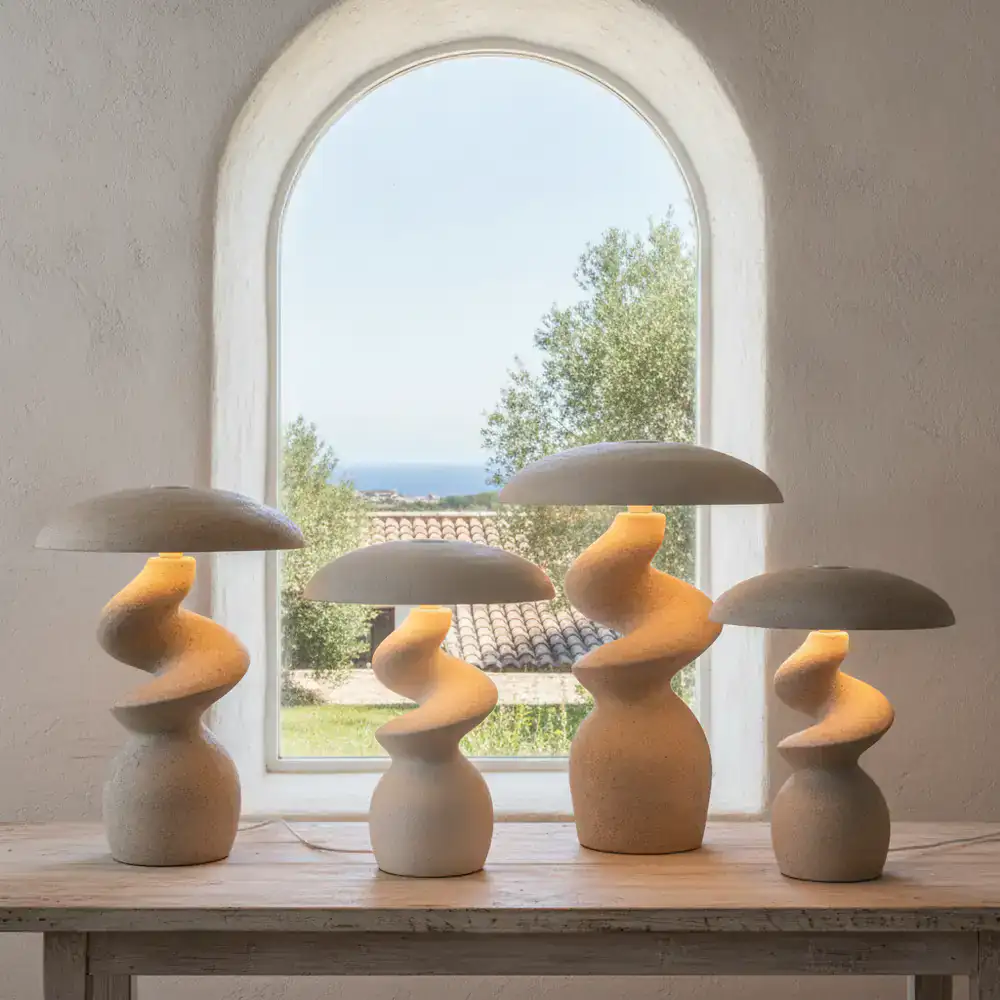 Lámparas de mesa de cerámica escultural artesanal
